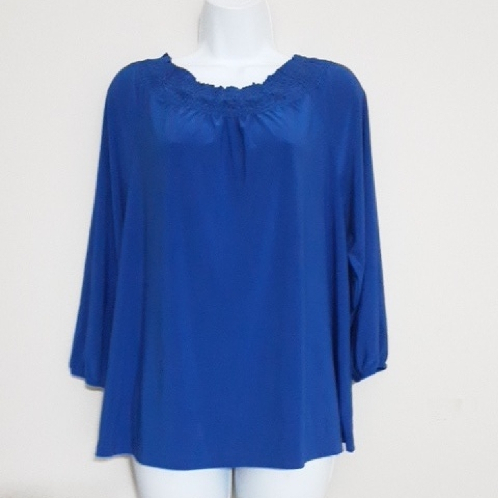 Soft Surroundings legant Blue Women Top Blouse Casual Jersey Knit Soft PL Beach